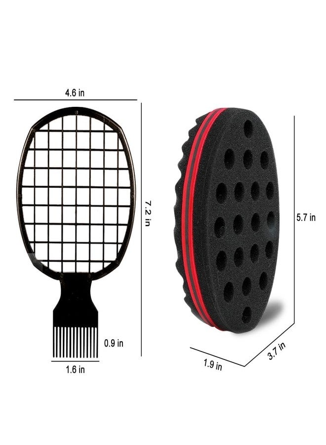 Supaze 3 Pcs Afro Twist Upgrade Set: Hair Sponge Double-sided and 2 Twist Comb, Curl Sponge Hair Brush for Women Men Barber Personal Styling - Image 4