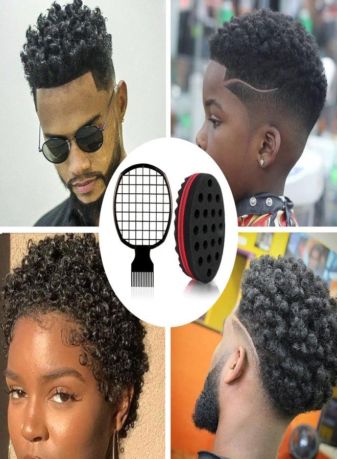 Supaze 3 Pcs Afro Twist Upgrade Set: Hair Sponge Double-sided and 2 Twist Comb, Curl Sponge Hair Brush for Women Men Barber Personal Styling - Image 3
