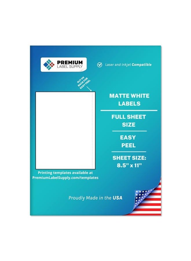 Premium Label Supply 8.5" x 11" Shipping Labels, Full Sheet, 100 Sheets (100 Labels) - Image 1