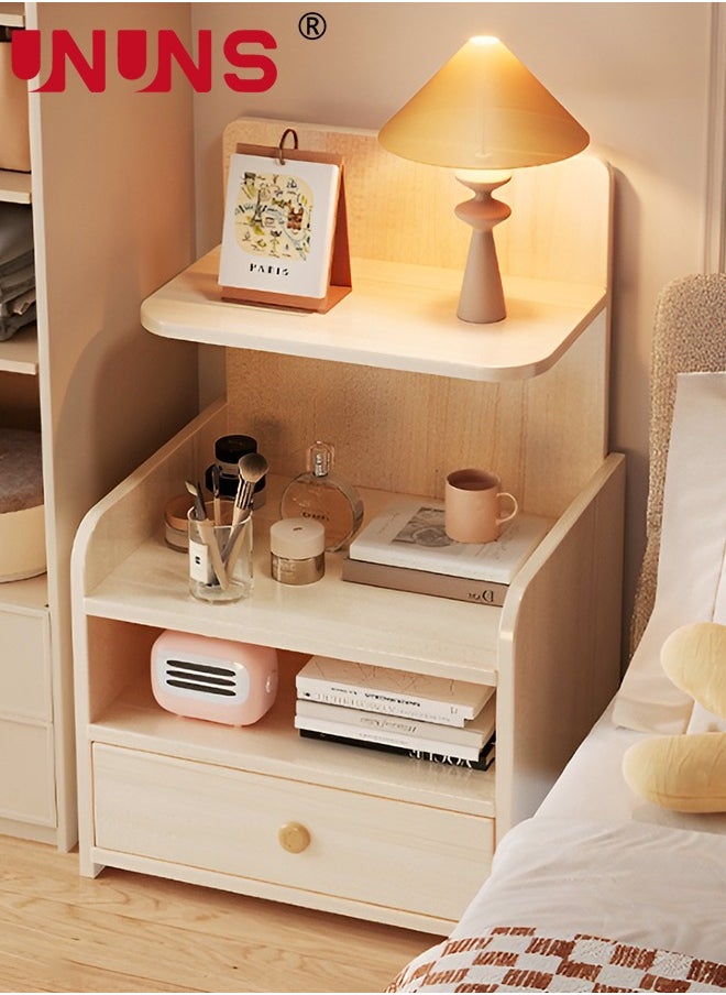 UNUNS NightStand,Bedside Table Side Table With Storage Drawer ,Easy Assembly Bedside Storage Cabinet Organizer For Living Room Bedroom Office,Beige  - Image 1