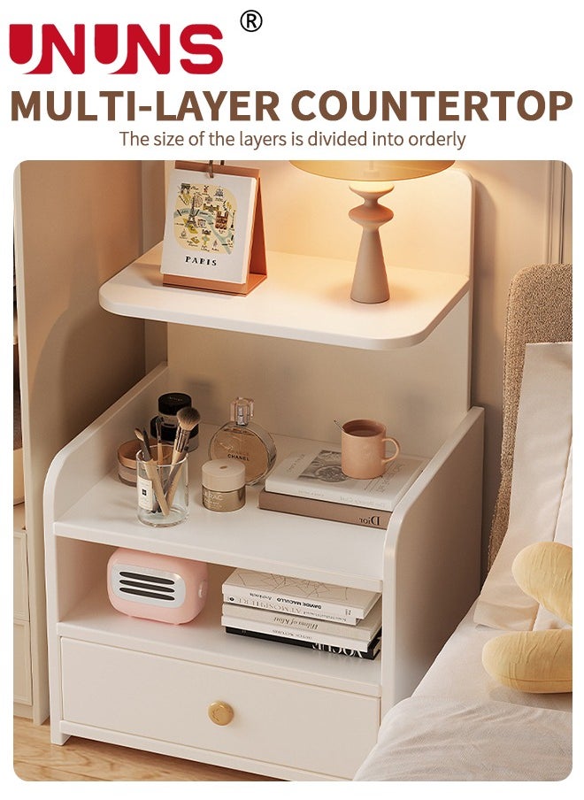 UNUNS NightStand,Bedside Table Side Table With Storage Drawer ,Easy Assembly Bedside Storage Cabinet Organizer For Living Room Bedroom Office,Beige  - Image 2