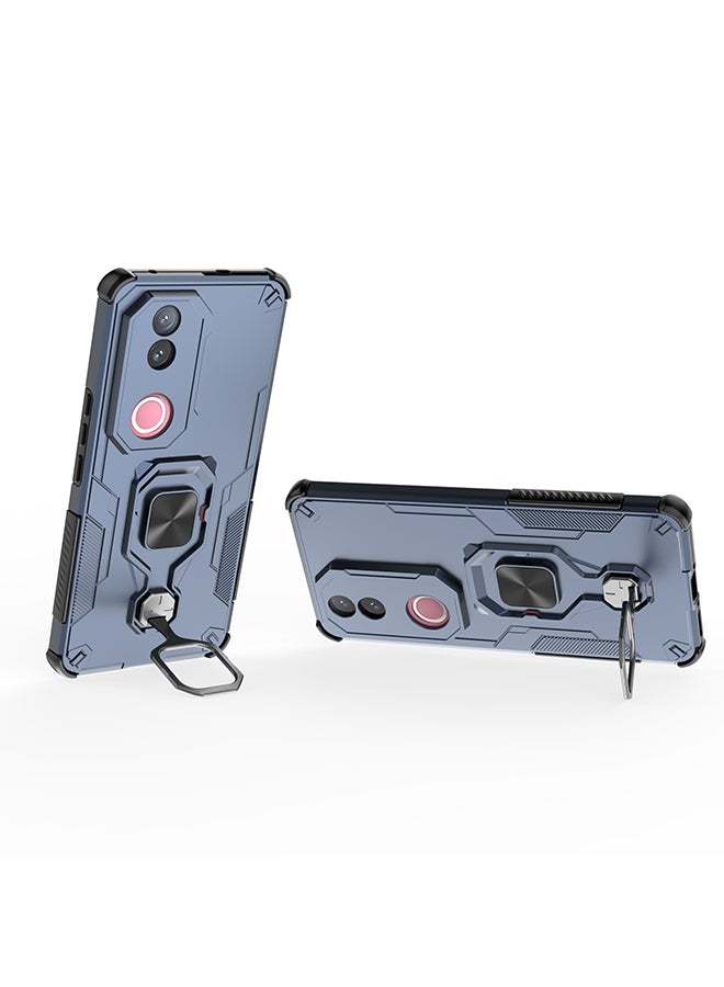 Case for Vivo V50 5G with Kickstand, PC+TPU Dual-Layer Hybrid Protection Back Cover,Blue - Image 3