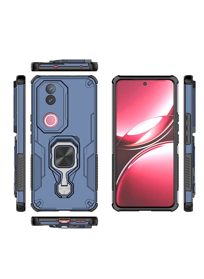 Case for Vivo V50 5G with Kickstand, PC+TPU Dual-Layer Hybrid Protection Back Cover,Blue - Image 2