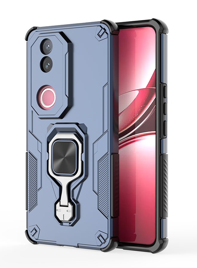 Case for Vivo V50 5G with Kickstand, PC+TPU Dual-Layer Hybrid Protection Back Cover,Blue - Image 1
