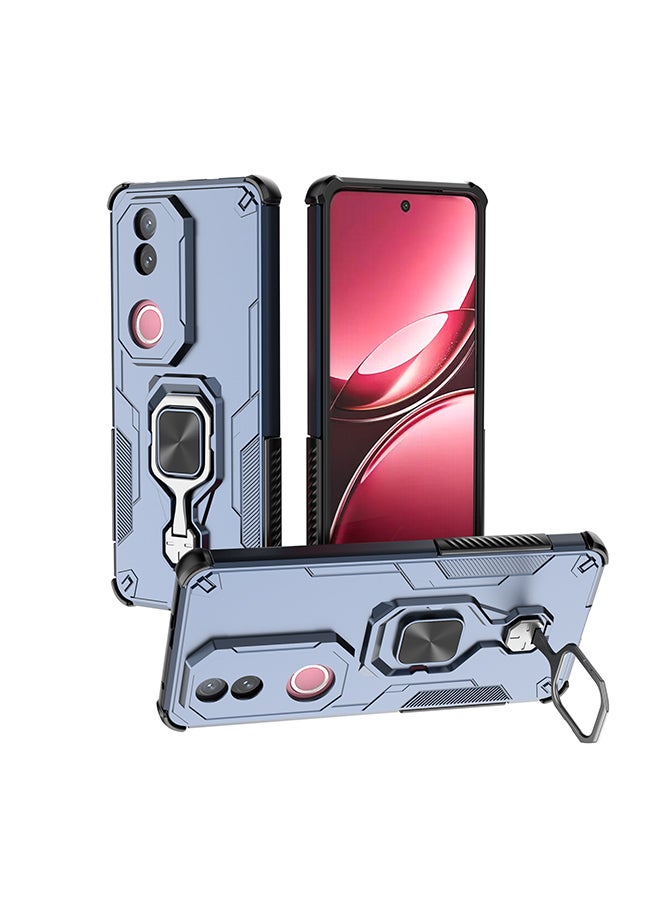 Case for Vivo V50 5G with Kickstand, PC+TPU Dual-Layer Hybrid Protection Back Cover,Blue - Image 4