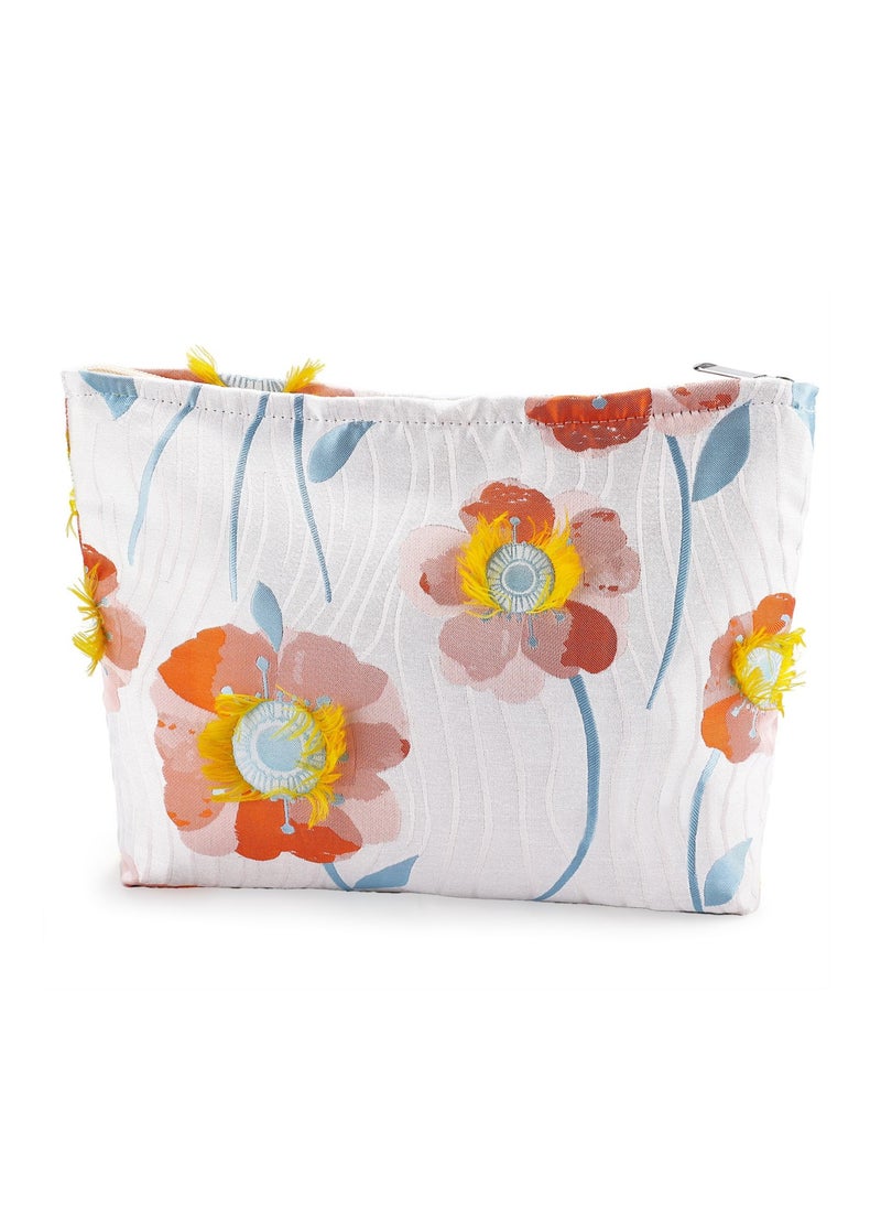 SYOSI - Sunflower Flower Fabric Makeup Bag, Aesthetic Cosmetic Bag for Women, Zipper Makeup Pouch for Purse Organizer, Large Capacity Travel Cosmetic Bag with Cute Sunflower Design - Image 1