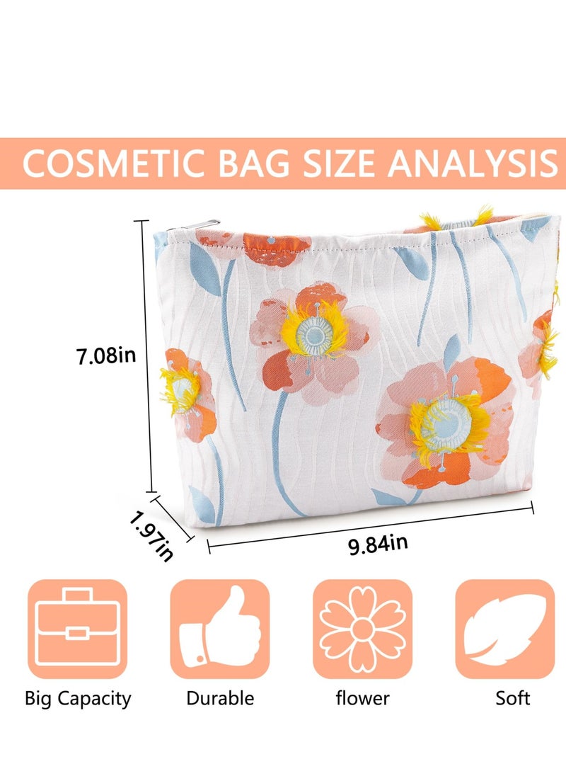 SYOSI - Sunflower Flower Fabric Makeup Bag, Aesthetic Cosmetic Bag for Women, Zipper Makeup Pouch for Purse Organizer, Large Capacity Travel Cosmetic Bag with Cute Sunflower Design - Image 1