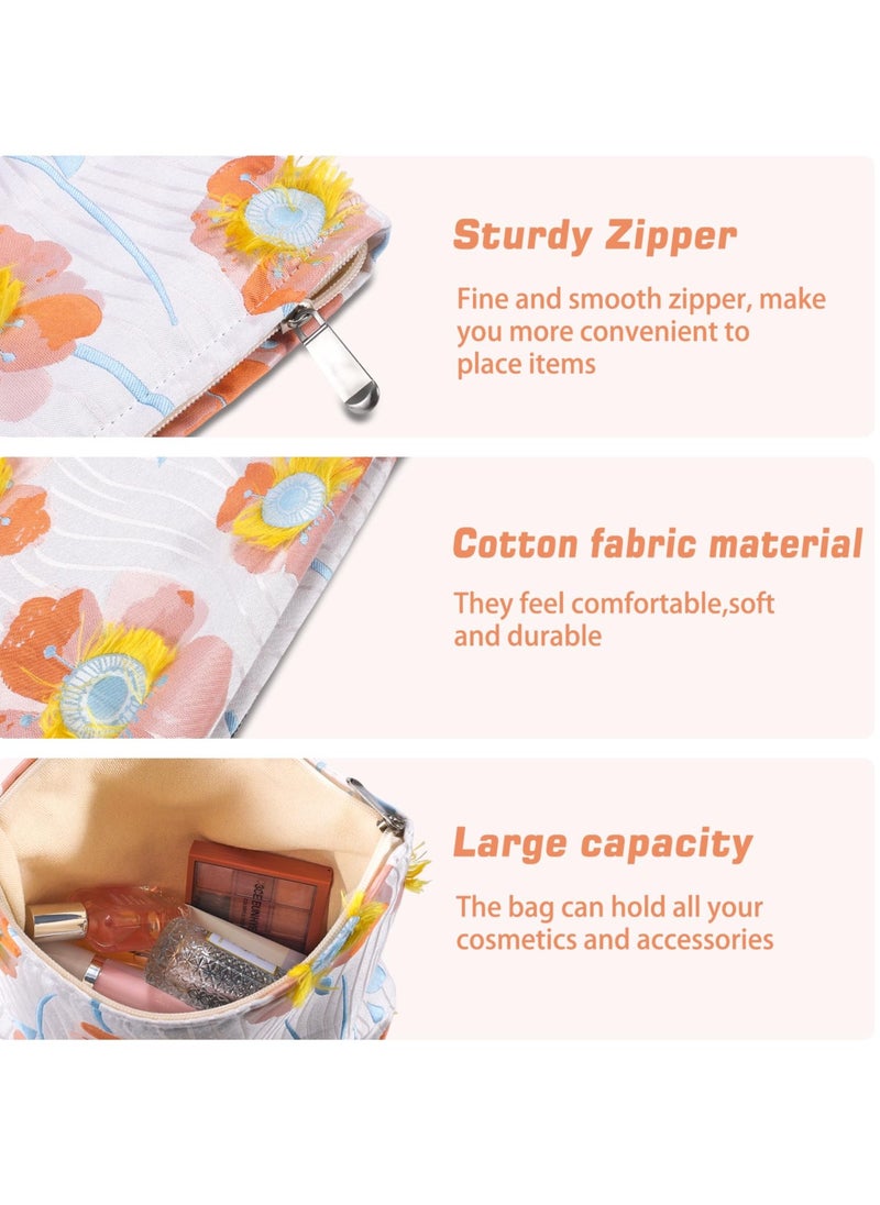 SYOSI - Sunflower Flower Fabric Makeup Bag, Aesthetic Cosmetic Bag for Women, Zipper Makeup Pouch for Purse Organizer, Large Capacity Travel Cosmetic Bag with Cute Sunflower Design - Image 1