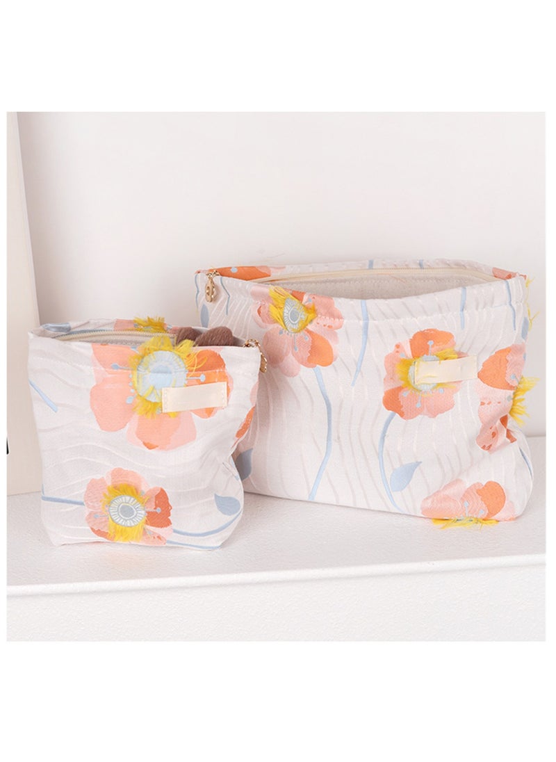 SYOSI - Sunflower Flower Fabric Makeup Bag, Aesthetic Cosmetic Bag for Women, Zipper Makeup Pouch for Purse Organizer, Large Capacity Travel Cosmetic Bag with Cute Sunflower Design - Image 1