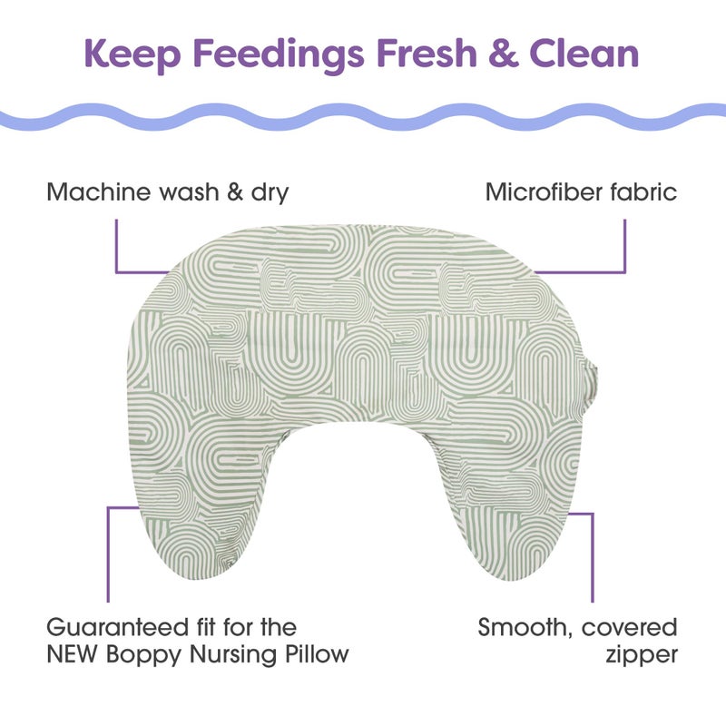 Boppy Nursing Pillow Cover, Sage Green Retro Arches, Single Cover, Easy-On Slipcover with Extra Soft 100% Polyester Microfiber Fabric for The Redesigned Boppy Nursing Pillow - Image 3