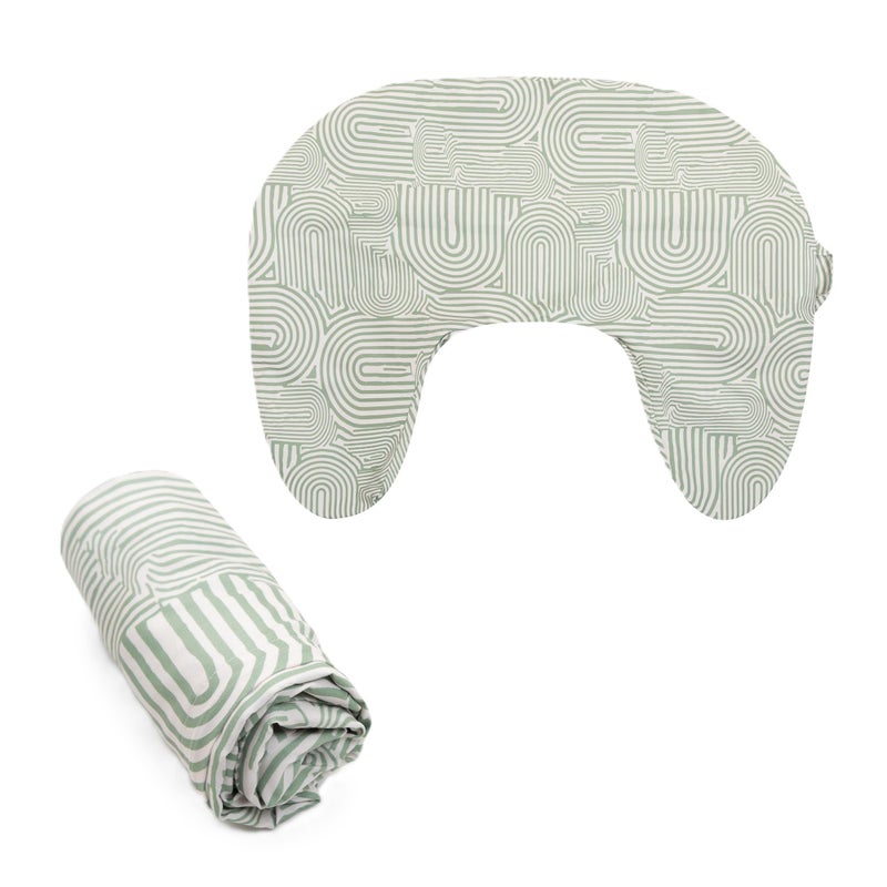 Boppy Nursing Pillow Cover, Sage Green Retro Arches, Single Cover, Easy-On Slipcover with Extra Soft 100% Polyester Microfiber Fabric for The Redesigned Boppy Nursing Pillow - Image 1