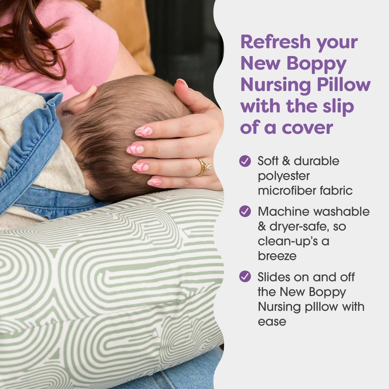 Boppy Nursing Pillow Cover, Sage Green Retro Arches, Single Cover, Easy-On Slipcover with Extra Soft 100% Polyester Microfiber Fabric for The Redesigned Boppy Nursing Pillow - Image 2