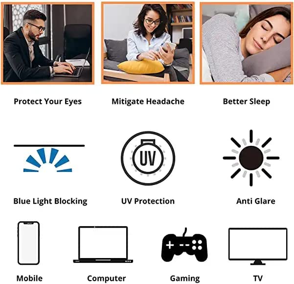 SAINTIMO ANTI GLARE Gaming Filter Transparent Square Eyeglasses for Eye Protection Men Women, Computer/Tablet/Laptop/Mobile/TV, Anti-blue & Anti eyestrain - Image 3
