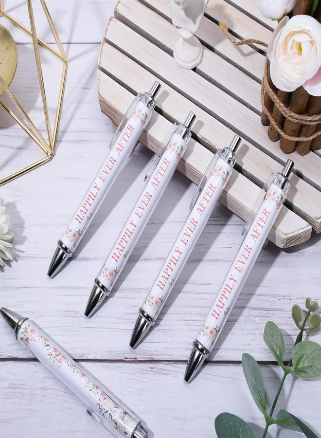 Whaline 24Pcs Bridal Shower Ballpoint Pens Retractable Wedding Floral Picture Pens Plastic Black Ink Pens for Guest Wedding Games Proposal Bachelor Favors Souvenirs Slumber Party Gifts - Image 4