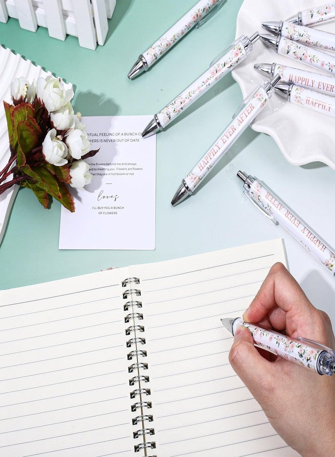 Whaline 24Pcs Bridal Shower Ballpoint Pens Retractable Wedding Floral Picture Pens Plastic Black Ink Pens for Guest Wedding Games Proposal Bachelor Favors Souvenirs Slumber Party Gifts - Image 3