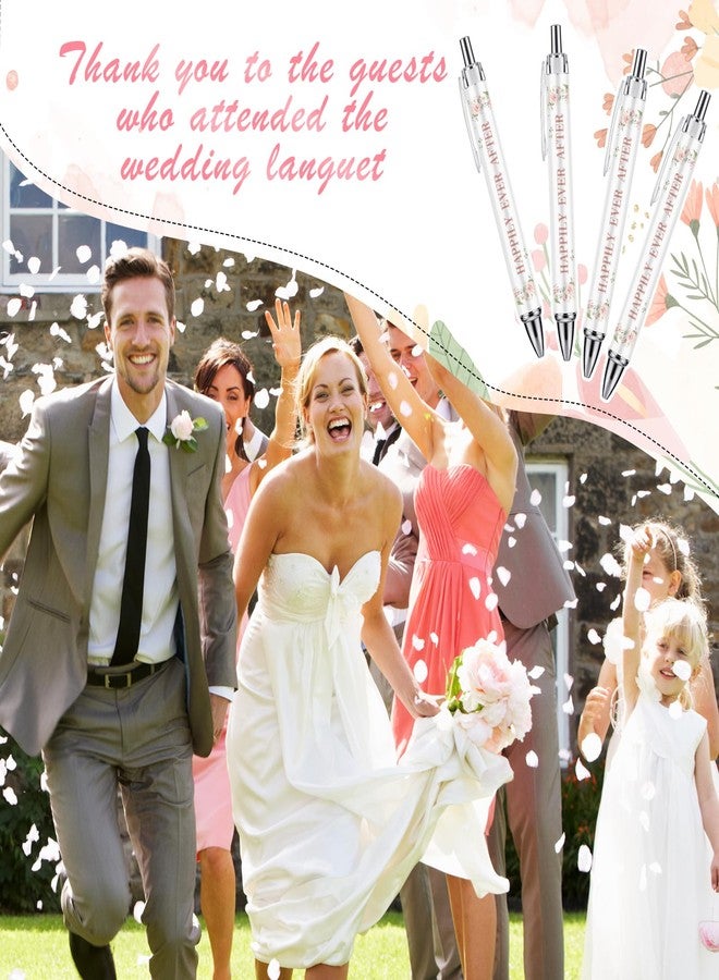 Whaline 24Pcs Bridal Shower Ballpoint Pens Retractable Wedding Floral Picture Pens Plastic Black Ink Pens for Guest Wedding Games Proposal Bachelor Favors Souvenirs Slumber Party Gifts - Image 5