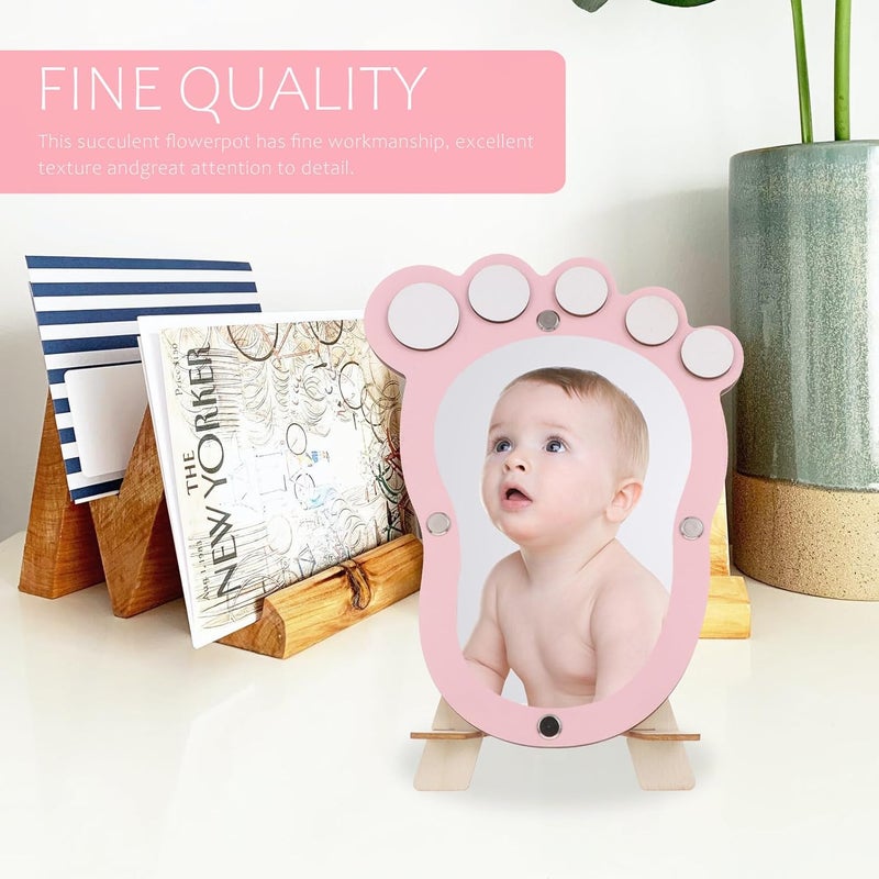 Kisangel Growth Milestone Photo Frame with Footprint Holder Newborn Keepsake Picture Frame for Birth and Monthly Memories for Nursery Decor - Image 3