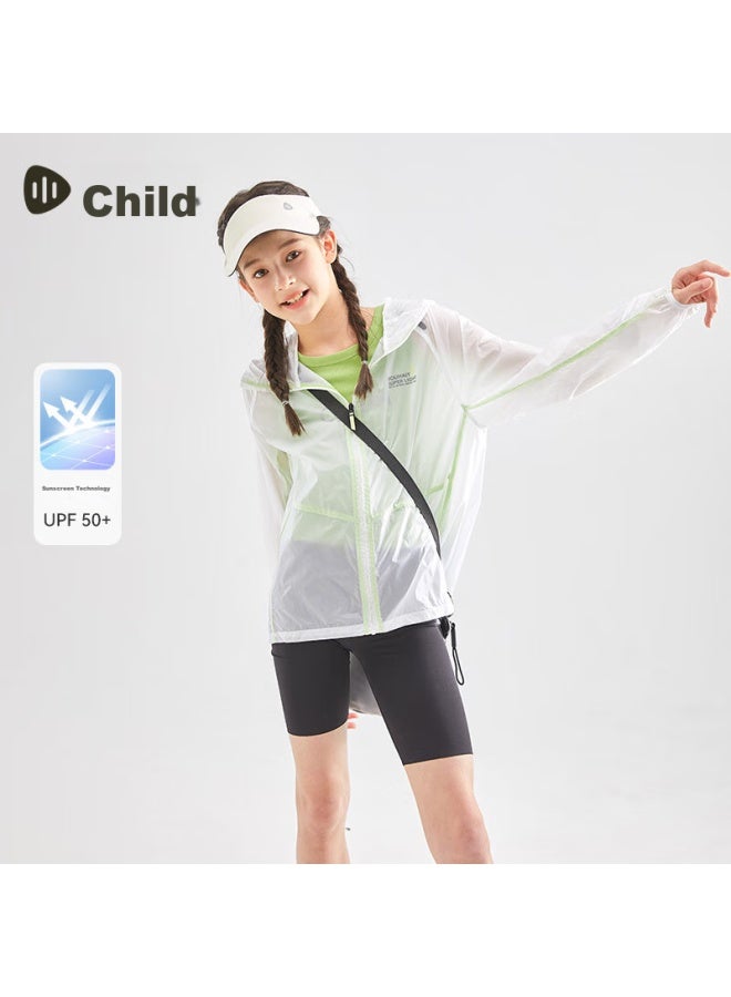 Souhait Children's Clothing, Boys And Girls Sun Protection Shirt, Summer New Style Kids Uv-resistant Top, White, Size 130 - Image 1