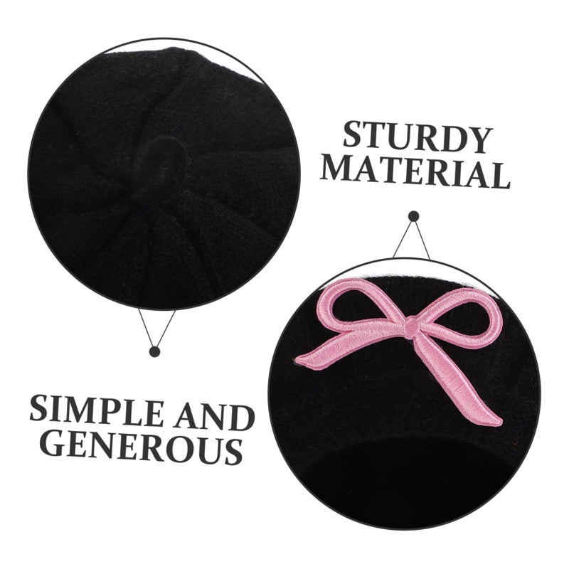 Toddlers Boys Girls French Beret Cap Knitted Warm Beanie Hat For Fall Winter Black - Image 4