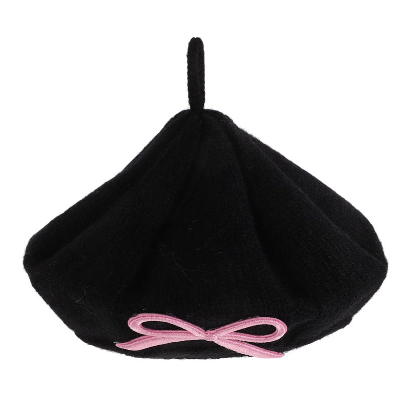 Toddlers Boys Girls French Beret Cap Knitted Warm Beanie Hat For Fall Winter Black - Image 2