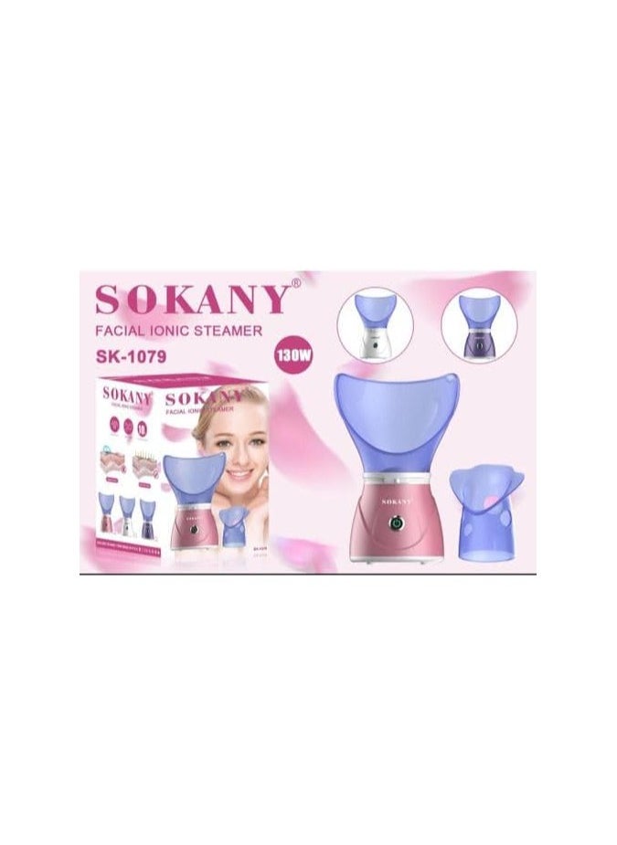Sokany 130W Facial Steamer for Cleansing and Polishing 1079_SK This facial steamer features a sleek and portable design, making it easy to use and store anywhere. Effective Steaming: With its powerful steaming capabilities, it effectively opens pores and cleanses the skin for a refreshed and rejuvenated complexion. Simple Operation: The steamer is equipped with a one-touch operation button, allowing for convenient and hassle-free use. Safety Features: Safety measures such as auto shut-off and a cool-touch lid are included to prevent overheating or burns. Multiple Uses: Suitable for various facial treatments, including deep cleansing, moisturizing, and enhancing the absorption of skincare products.