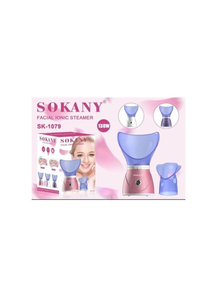 Sokany 130W Facial Steamer for Cleansing and Polishing 1079_SK This facial steamer features a sleek and portable design, making it easy to use and store anywhere. Effective Steaming: With its powerful steaming capabilities, it effectively opens pores and cleanses the skin for a refreshed and rejuvenated complexion. Simple Operation: The steamer is equipped with a one-touch operation button, allowing for convenient and hassle-free use. Safety Features: Safety measures such as auto shut-off and a cool-touch lid are included to prevent overheating or burns. Multiple Uses: Suitable for various facial treatments, including deep cleansing, moisturizing, and enhancing the absorption of skincare products.
