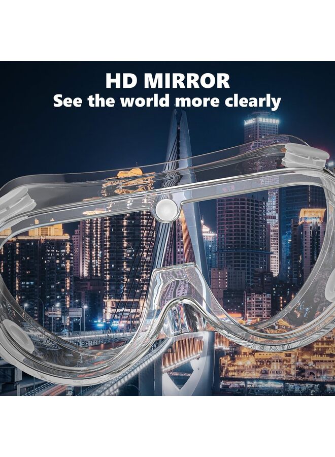 نظارات أمان واقية مضادة للضباب، عدسات شفافة، رؤية واسعة، قابلة للتعديل، حماية للعين من رذاذ المواد الكيميائية، نظارات ناعمة وخفيفة الوزن - Image 3