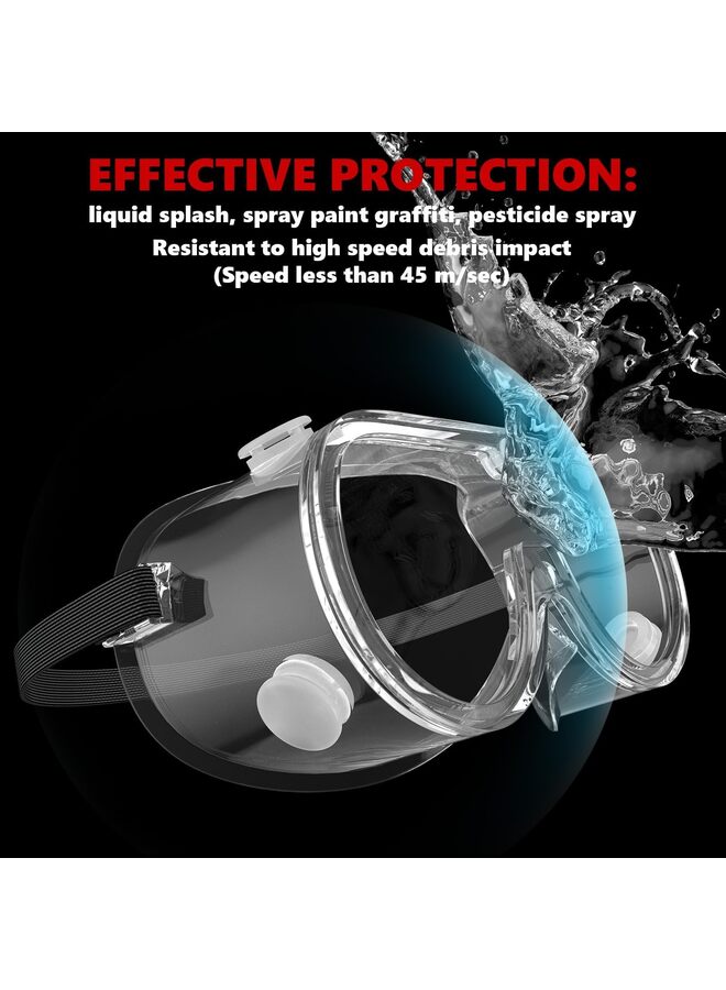 نظارات أمان واقية مضادة للضباب، عدسات شفافة، رؤية واسعة، قابلة للتعديل، حماية للعين من رذاذ المواد الكيميائية، نظارات ناعمة وخفيفة الوزن - Image 2