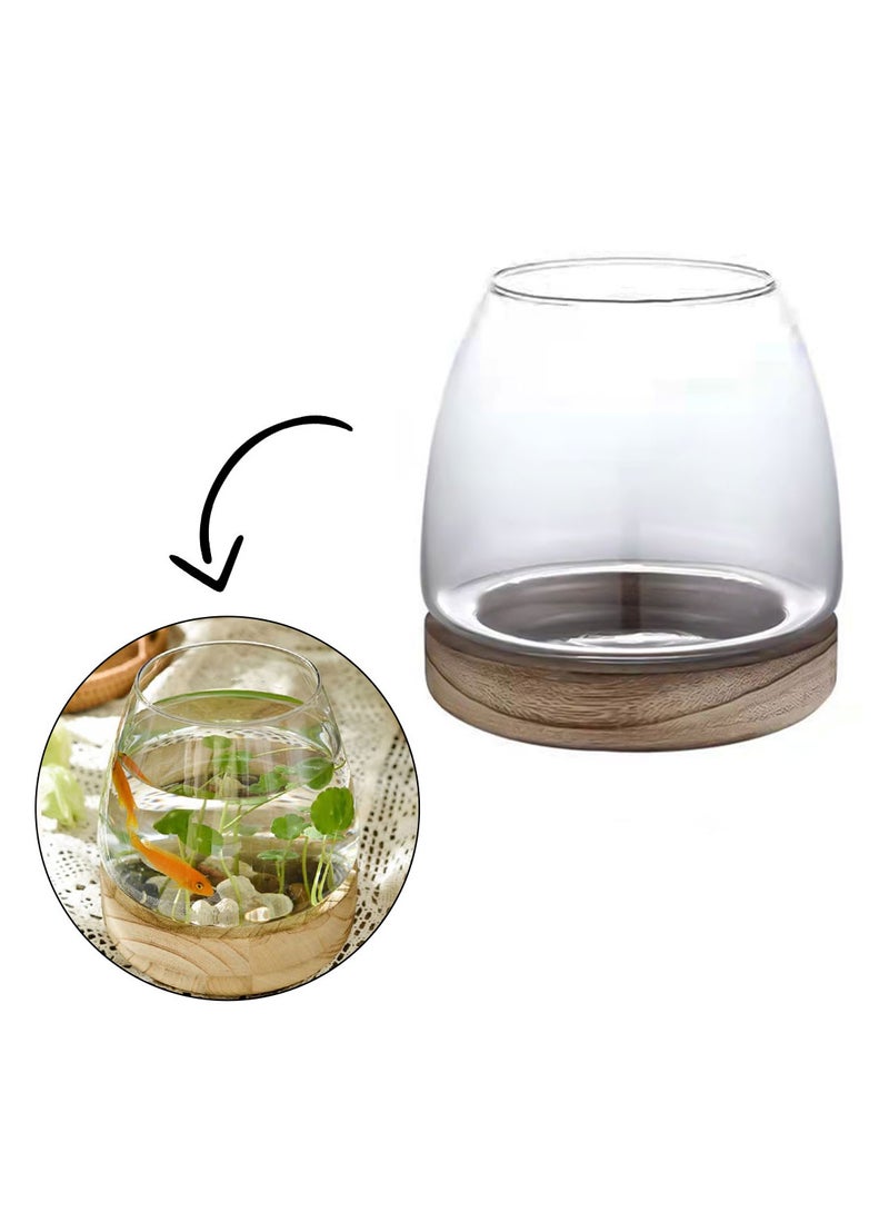 Aquarium Terrarium glass tank wood base 15x15x10.5cm - Image 1