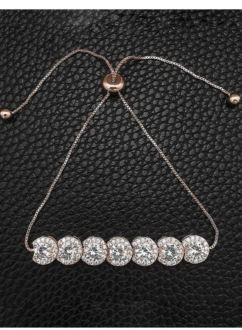 إيكوال اسوارة نسائية أنيقة وفاخرة باللون الذهبي الوردي مرصعة بالزركون - Image 4