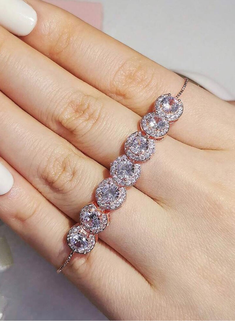 إيكوال اسوارة نسائية أنيقة وفاخرة باللون الذهبي الوردي مرصعة بالزركون - Image 2