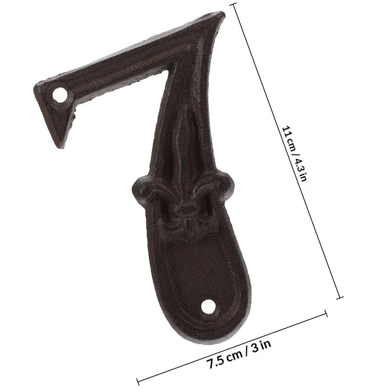 Cast Iron Door Address Number 7 Rustic Vintage Style for Mailbox Gate and Wall - Image 3