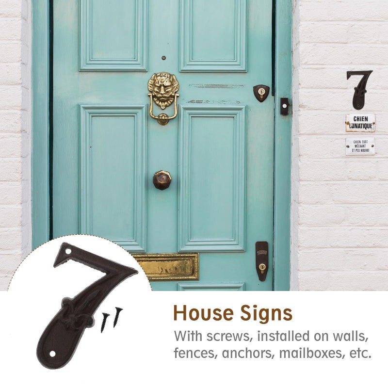 Cast Iron Door Address Number 7 Rustic Vintage Style for Mailbox Gate and Wall - Image 4