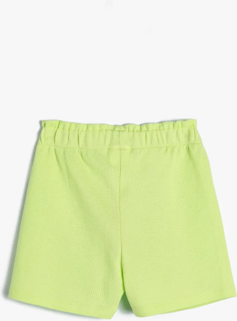 KOTON Cotton Shorts with Pockets Textured Cotton with Elastic Waist
