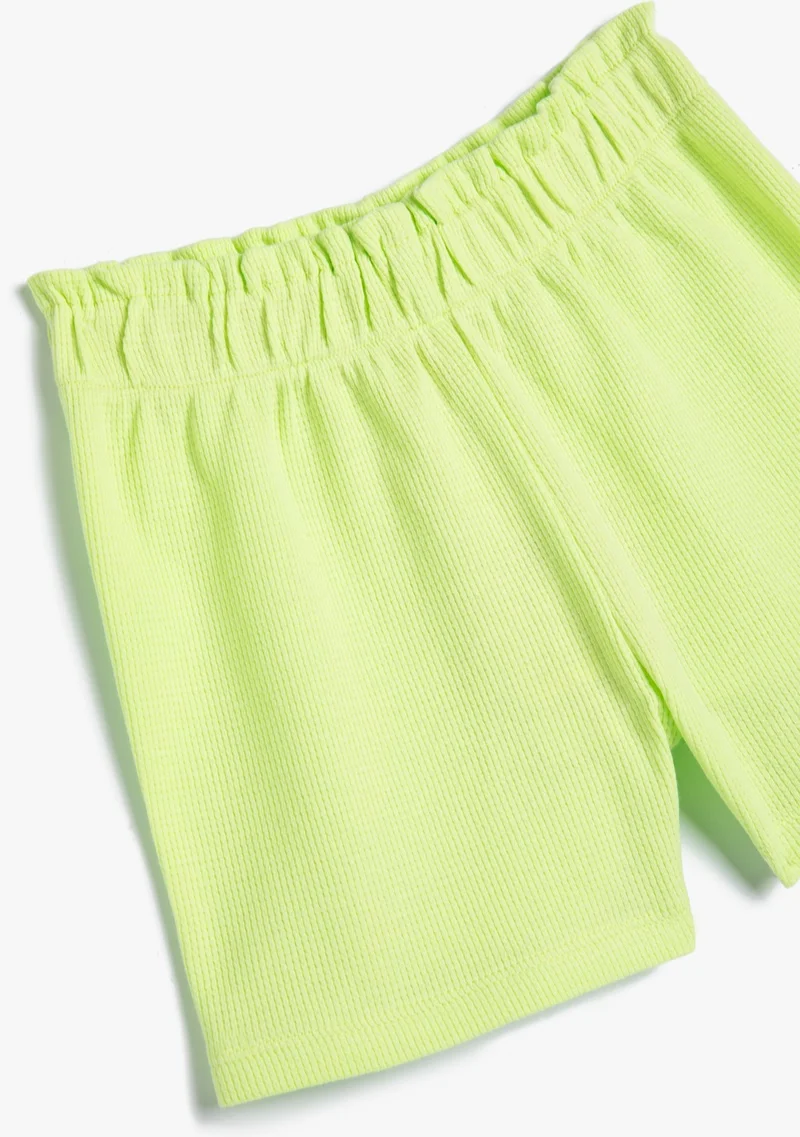 KOTON Cotton Shorts with Pockets Textured Cotton with Elastic Waist