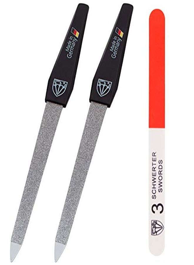 3 Swords Germany Sapphire Nail File 2 Pieces With 1 Piece 3-Way Nail Buffer - Nail Care Made In Germany  - Image 1