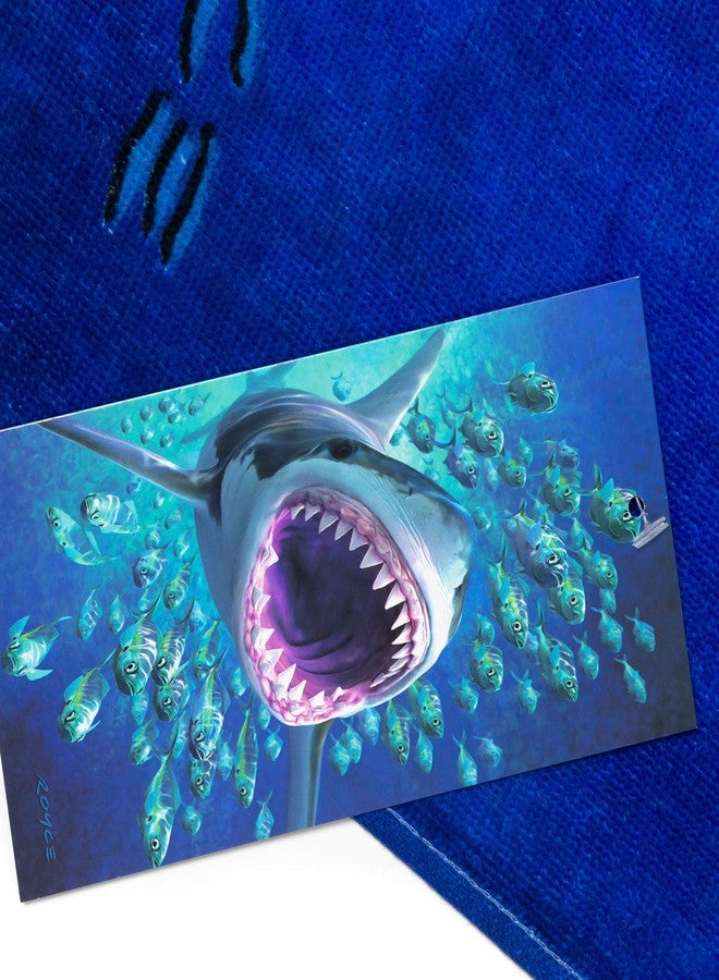 Beachland Extreme Shark Beach Towel 30 x 60 inch 100% Cotton - Design by Royce - Great White Shark Attack - Image 2