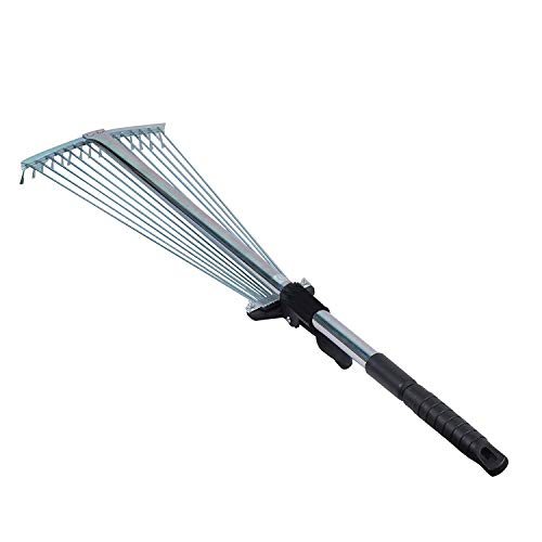 GTC® Gardening Tools Leaf Rake Garbage Clean up Swatch Bharath Tool Adjustable Steel rake with 15 Teeth~(SL-205) 98.2x30x4 CM - Image 1