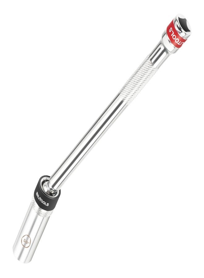 BILITOOLS 5/8-inch Magnetic Spark Plug Socket Swivel Thin Wall Spark Plug Socket 3/8-inch Drive x 10" Total Length with 6-Point, CR-V - Image 1