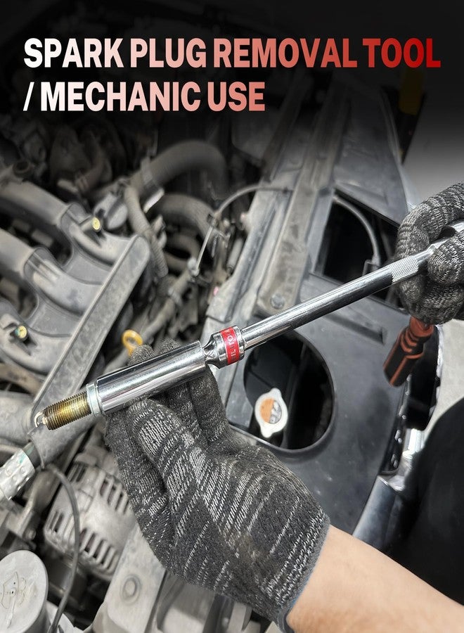 BILITOOLS 5/8-inch Magnetic Spark Plug Socket Swivel Thin Wall Spark Plug Socket 3/8-inch Drive x 10" Total Length with 6-Point, CR-V - Image 2