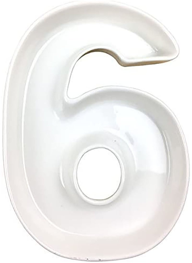 Generic White Decorative Ceramic Number 6 Dish  - Image 3