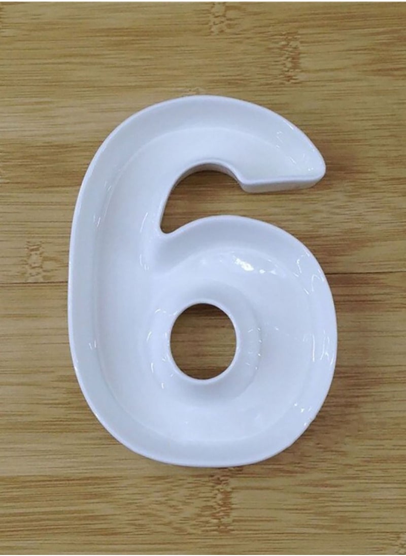 Generic White Decorative Ceramic Number 6 Dish  - Image 1