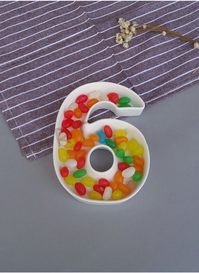 Generic White Decorative Ceramic Number 6 Dish  - Image 2