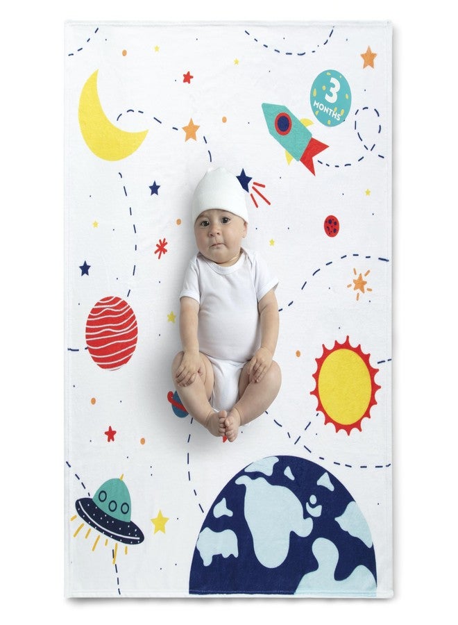 Delta Children Milestone Baby Blanket - Monthly Blanket for Pictures - Photo Blanket for Newborns, Space - Image 1