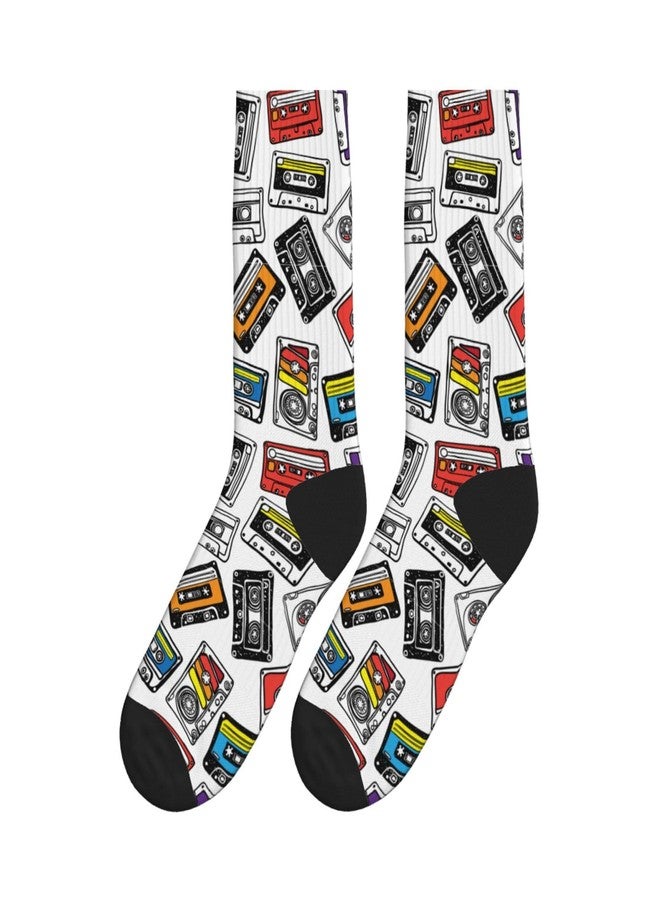 MOLIAN Color Music Tape Athletic Crew Socks For Women Men Novelty Sports Socks - Image 2