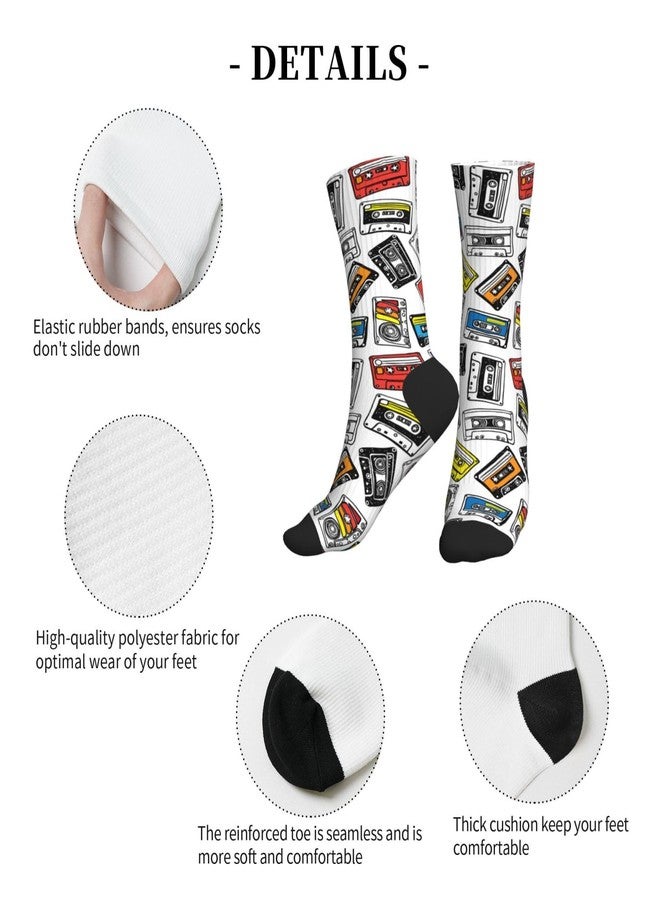 MOLIAN Color Music Tape Athletic Crew Socks For Women Men Novelty Sports Socks - Image 4