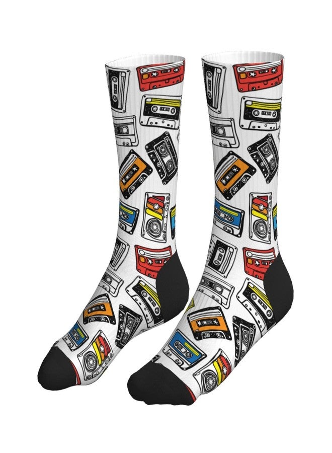 MOLIAN Color Music Tape Athletic Crew Socks For Women Men Novelty Sports Socks - Image 1