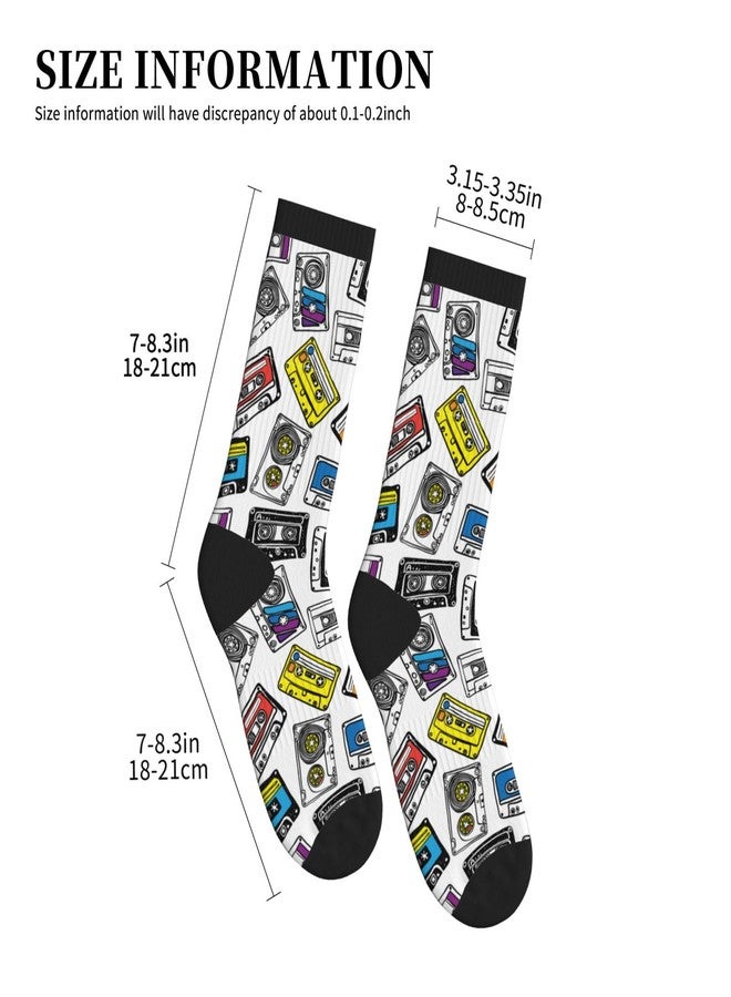 MOLIAN Color Music Tape Athletic Crew Socks For Women Men Novelty Sports Socks - Image 3