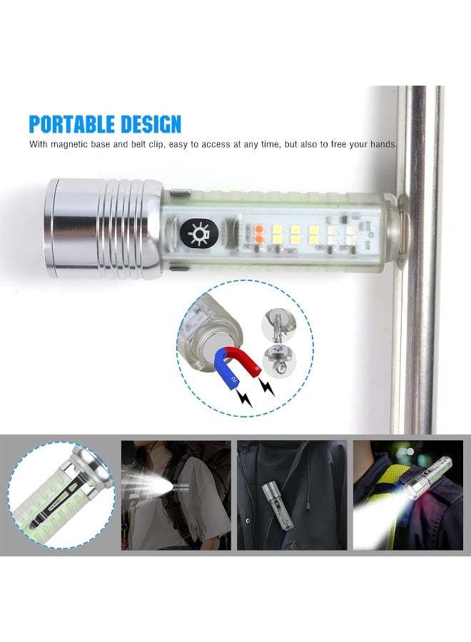 Multifunction Zoom Flashlight with UV Side Light, White LED, Red & Blue Warning Light, Type-C Rechargeable, Adjustable Focus, Portable Handheld Torch for Camping, Emergency, Hiking, Inspection & Outdoor Use ERPC-520A - Image 2