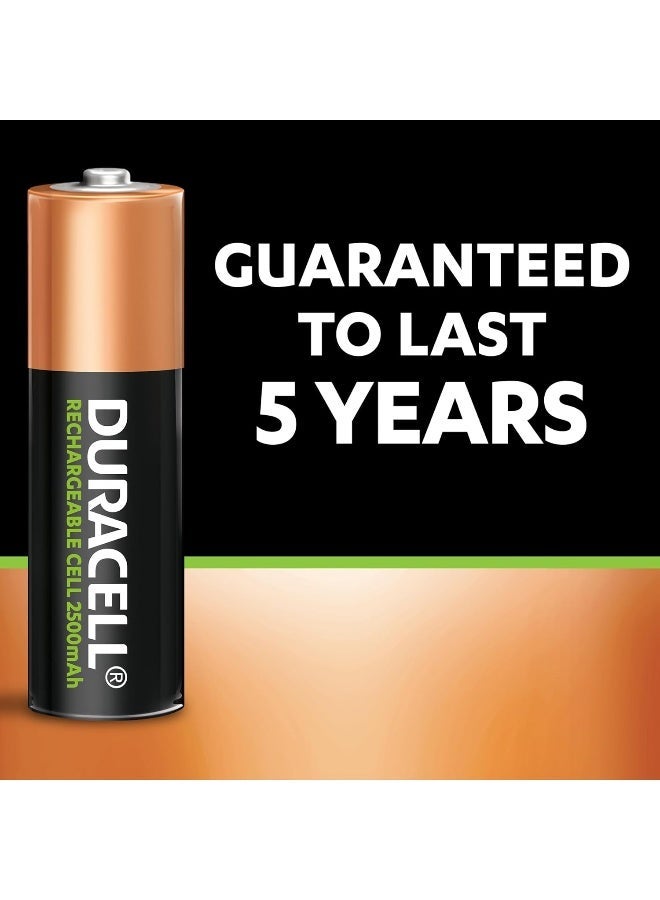 Duracell دوراسيل - بطاريات قابلة لإعادة الشحن AA 2500mAh DX1500 NiMH 1.2V طاقة تدوم طويلاً 5 سنوات - عبوة من 4 - عمر افتراضي 10 سنوات - Image 2